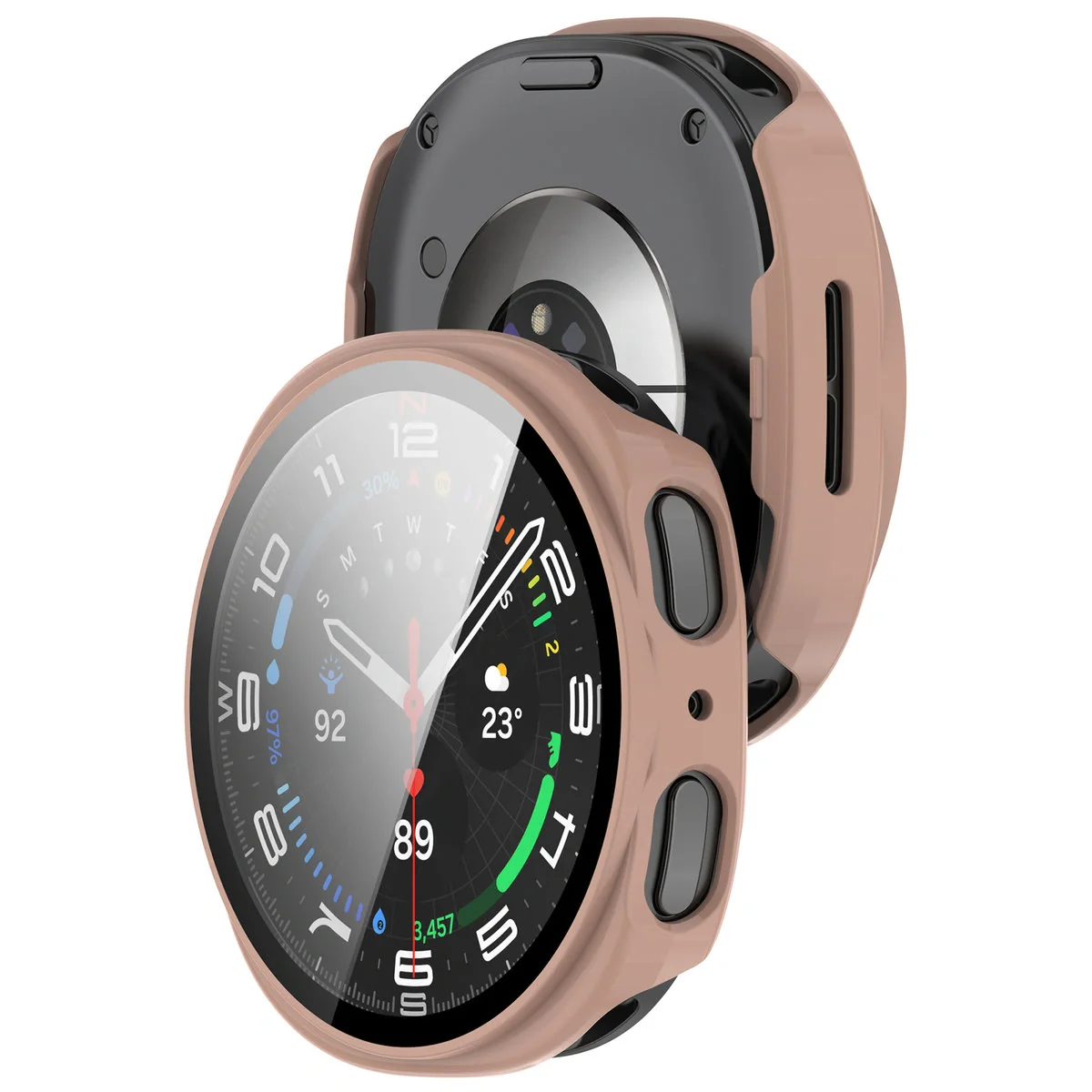 Schutzhülle mit Glas für Samsung Galaxy Watch 8 44 mm, Bizon Case Watch Adamo, Rosa