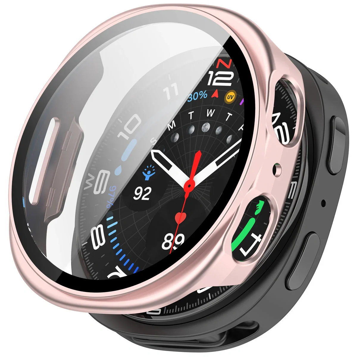Schutzhülle mit Glas für Samsung Galaxy Watch 8 44 mm, Bizon Case Watch Adamo, Satin Rosa - Image 4