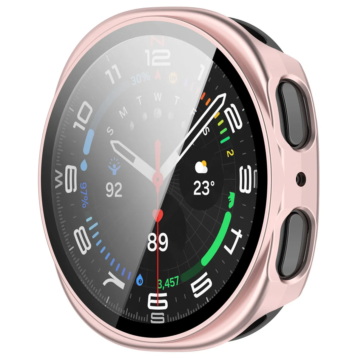Schutzhülle mit Glas für Samsung Galaxy Watch 8 44 mm, Bizon Case Watch Adamo, Satin Rosa - Image 5