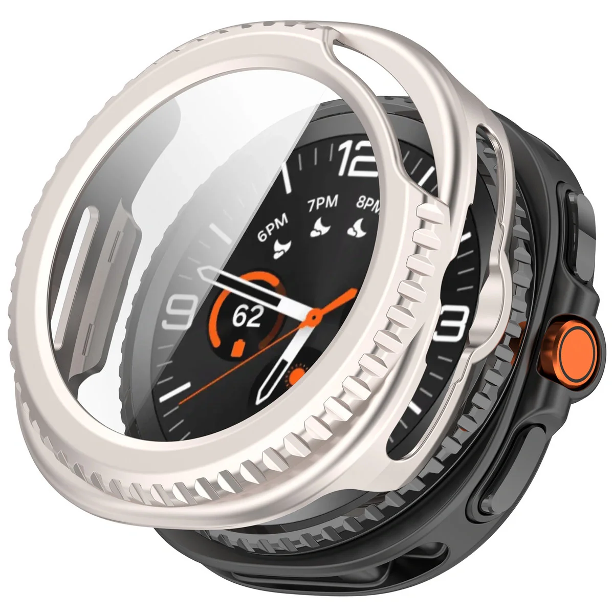 Schutzhülle mit Glas für Samsung Galaxy Watch 8 Classic 46 mm, Bizon Case Watch Adamo, Champagner - Image 4