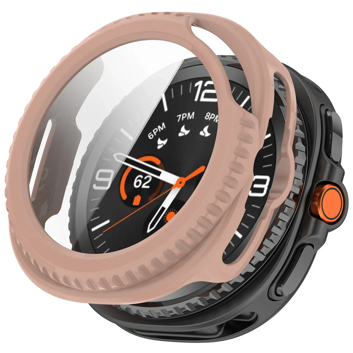 Schutzhülle mit Glas für Samsung Galaxy Watch 8 Classic 46 mm, Bizon Case Watch Adamo, Rosa - Image 4