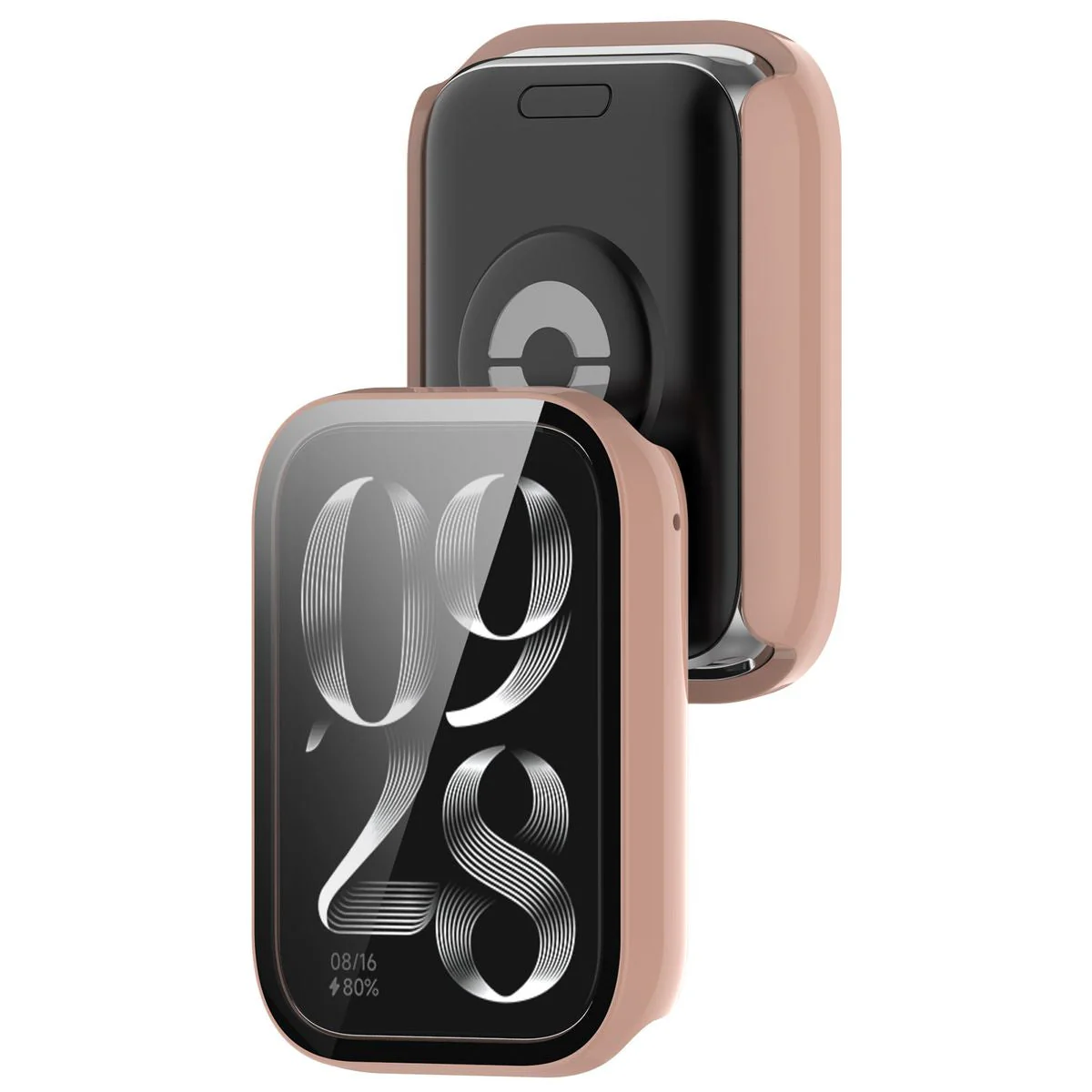 Schutzhülle mit Glas für Xiaomi Mi Smart Band 9 Pro, Bizon Case Watch Adamo, Rosa