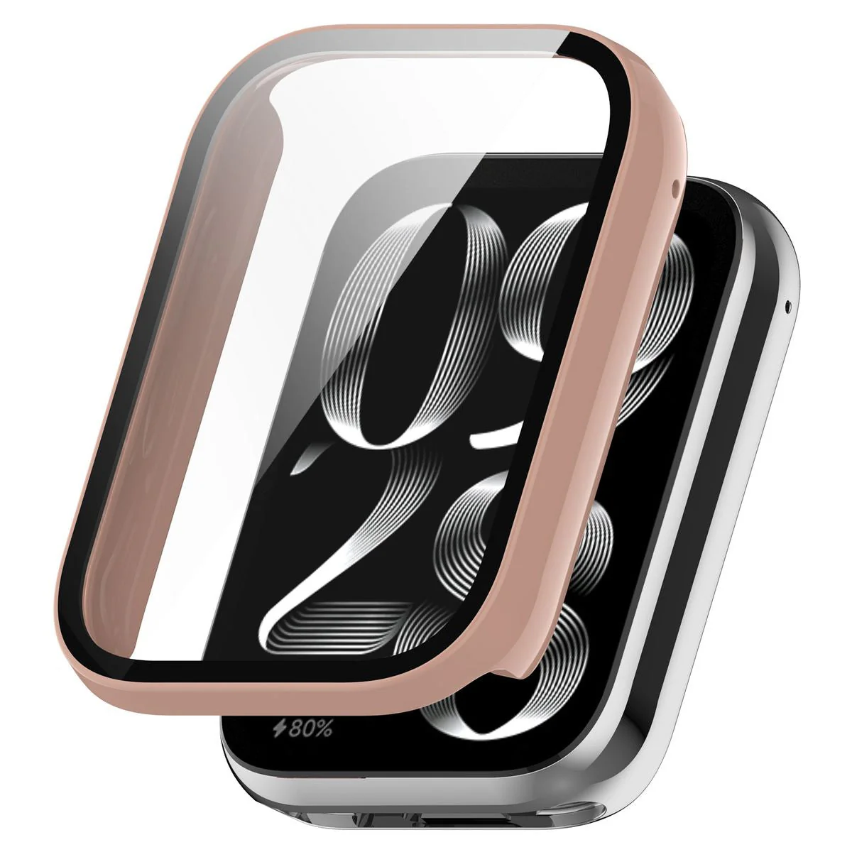 Schutzhülle mit Glas für Xiaomi Mi Smart Band 9 Pro, Bizon Case Watch Adamo, Rosa - Image 4