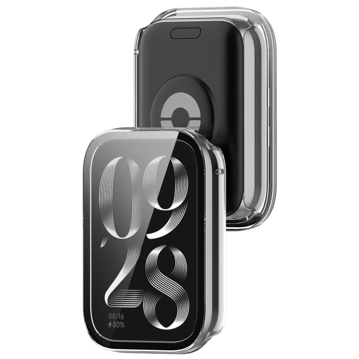 Schutzhülle mit Glas für Xiaomi Mi Smart Band 9 Pro, Bizon Case Watch Adamo, Transparent