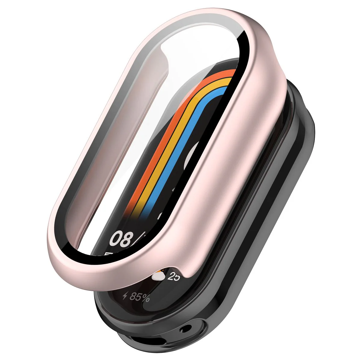 Schutzhülle mit Glas für Xiaomi Smart Band 10, Bizon Case Watch Adamo, Hellrosa - Image 4