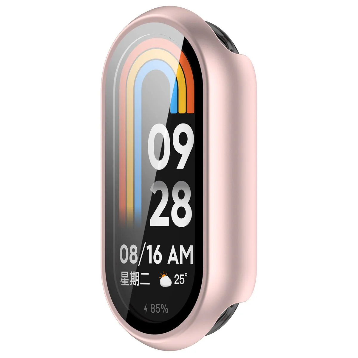 Schutzhülle mit Glas für Xiaomi Smart Band 10, Bizon Case Watch Adamo, Hellrosa - Image 5