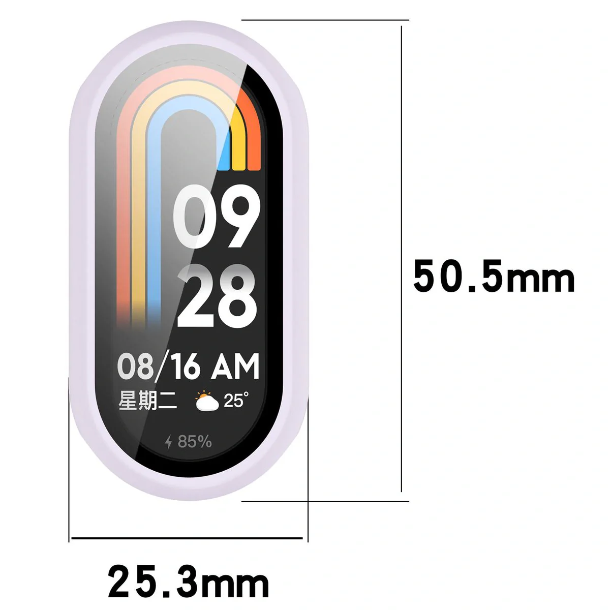 Schutzhülle mit Glas für Xiaomi Smart Band 10, Bizon Case Watch Adamo, Hellviolett - Image 2