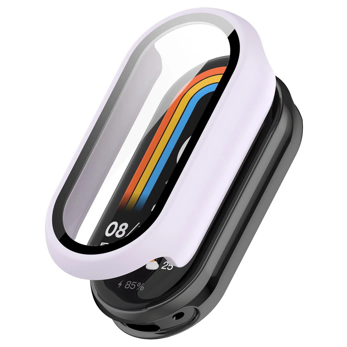 Schutzhülle mit Glas für Xiaomi Smart Band 10, Bizon Case Watch Adamo, Hellviolett - Image 4