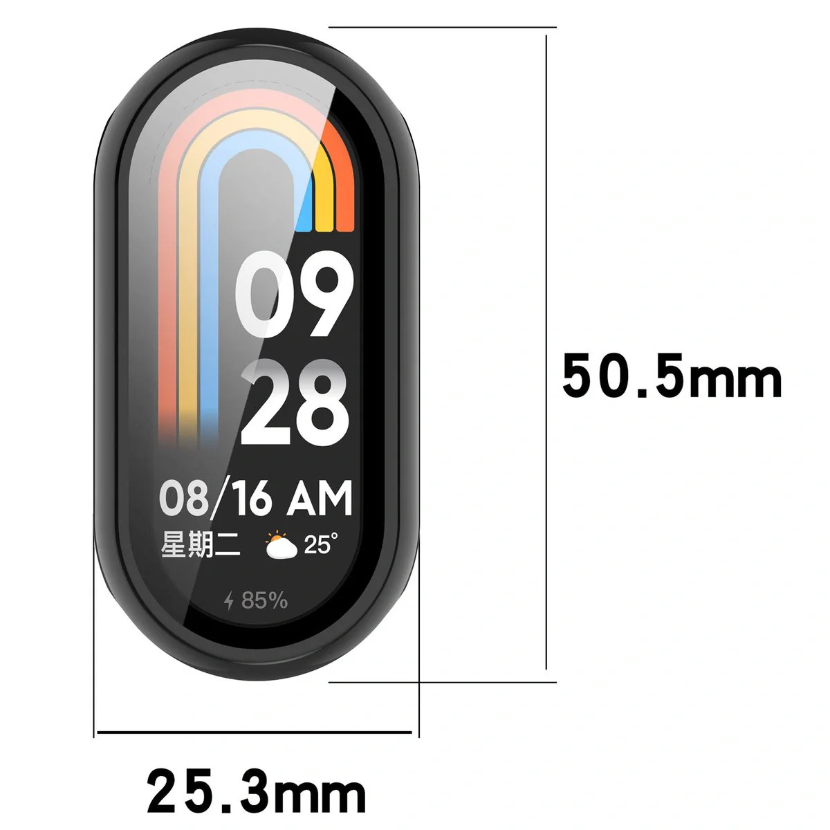 Schutzhülle mit Glas für Xiaomi Smart Band 10, Bizon Case Watch Adamo, Schwarz - Image 2