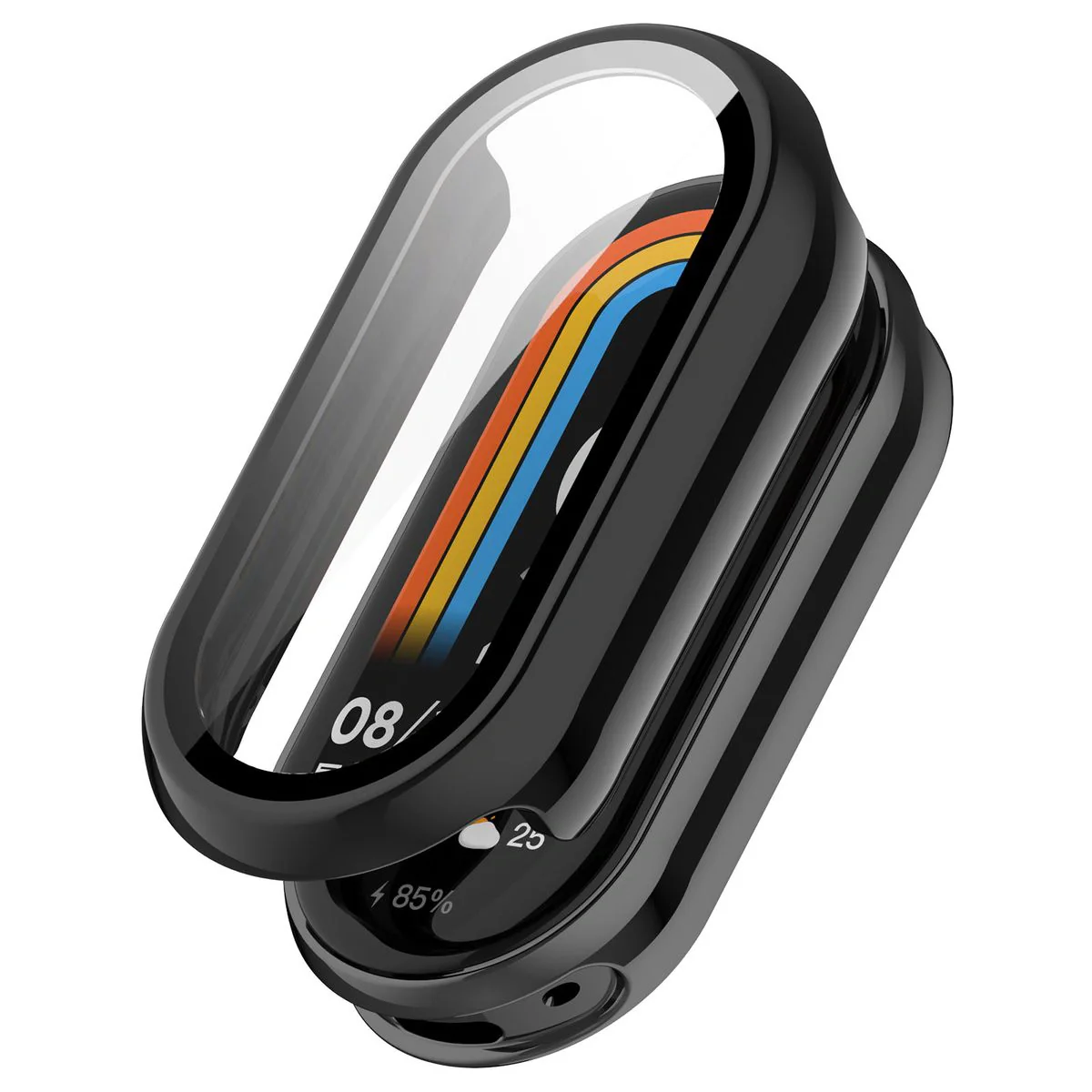 Schutzhülle mit Glas für Xiaomi Smart Band 10, Bizon Case Watch Adamo, Schwarz - Image 4