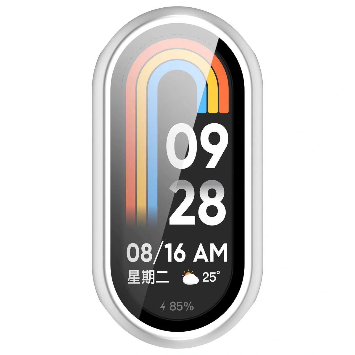 Schutzhülle mit Glas für Xiaomi Smart Band 10, Bizon Case Watch Adamo, Silbern - Image 8