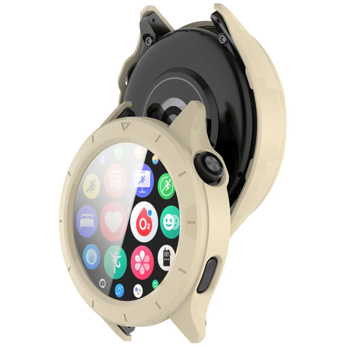 Schutzhülle mit Glas für Xiaomi Watch S4, Bizon Case Watch Adamo, Beige