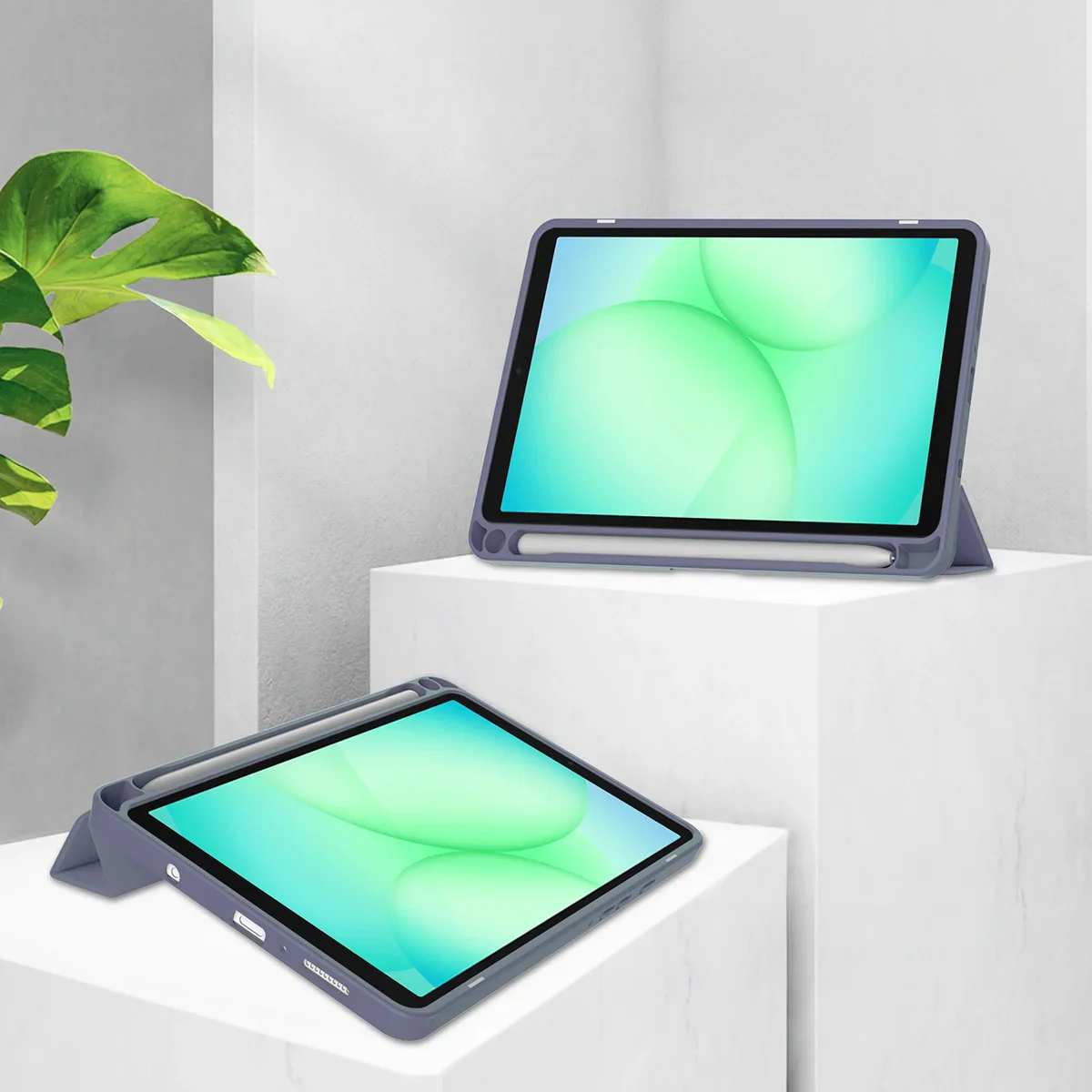 Schutzhülle mit Klappe für Galaxy Tab A11 / A9, Bizon Case Tab Clear Matt, Lavendel - Image 2