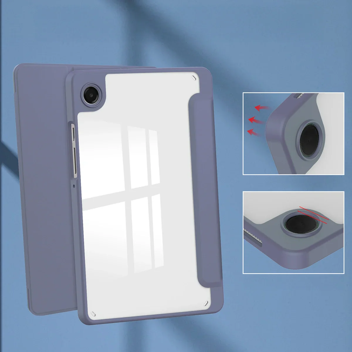 Schutzhülle mit Klappe für Galaxy Tab A11 / A9, Bizon Case Tab Clear Matt, Lavendel - Image 3