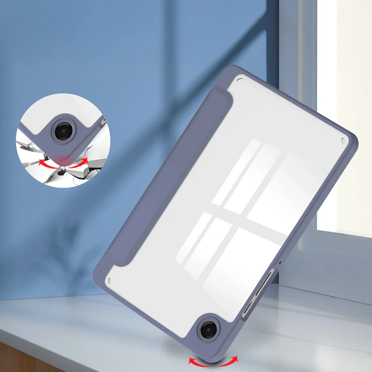 Schutzhülle mit Klappe für Galaxy Tab A11 / A9, Bizon Case Tab Clear Matt, Lavendel - Image 6