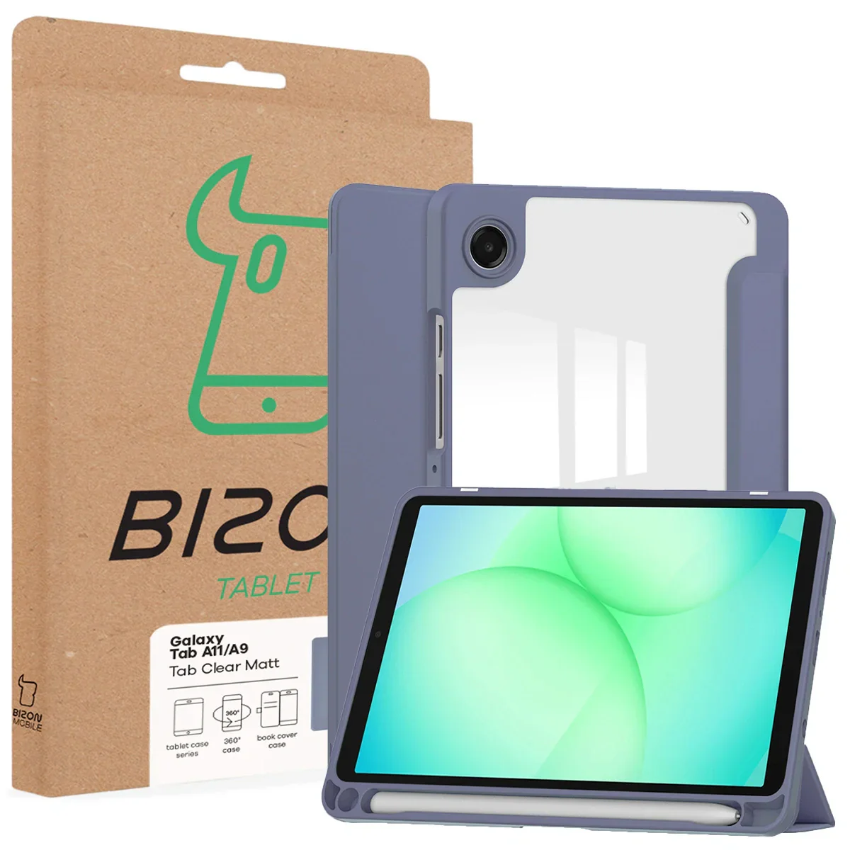 Schutzhülle mit Klappe für Galaxy Tab A11 / A9, Bizon Case Tab Clear Matt, Lavendel - Image 8