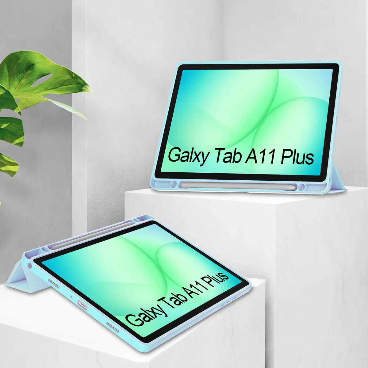 Schutzhülle mit Klappe für Galaxy Tab A11 Plus / A9 Plus, Bizon Case Tab Clear Matt, Hellblau - Image 2