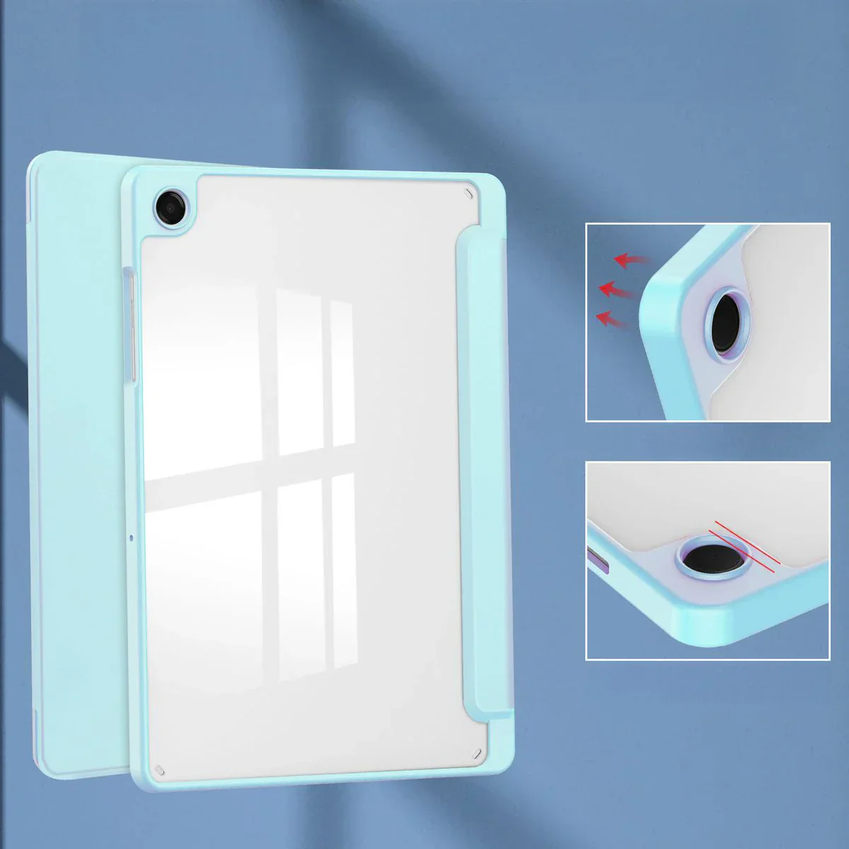Schutzhülle mit Klappe für Galaxy Tab A11 Plus / A9 Plus, Bizon Case Tab Clear Matt, Hellblau - Image 3