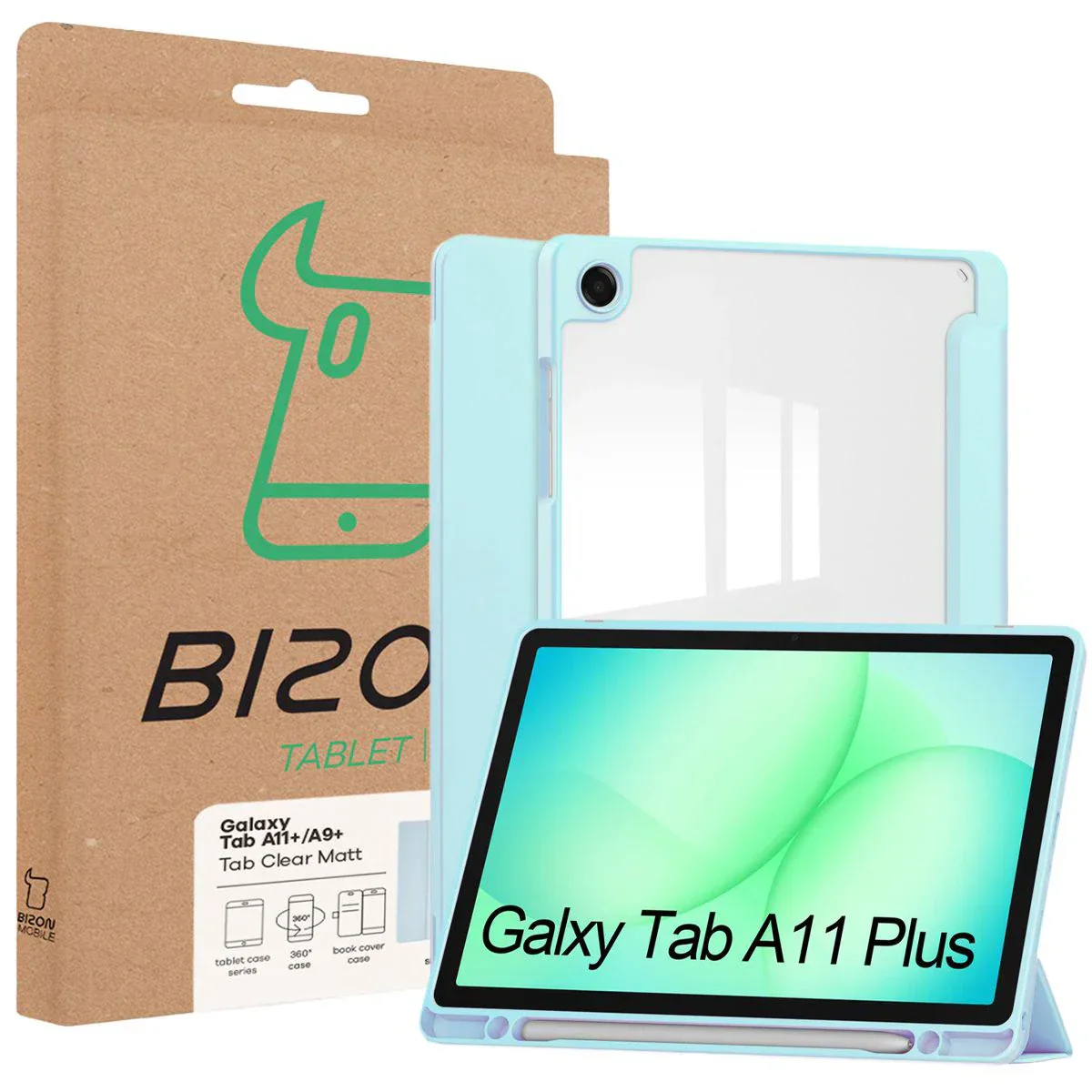 Schutzhülle mit Klappe für Galaxy Tab A11 Plus / A9 Plus, Bizon Case Tab Clear Matt, Hellblau - Image 8
