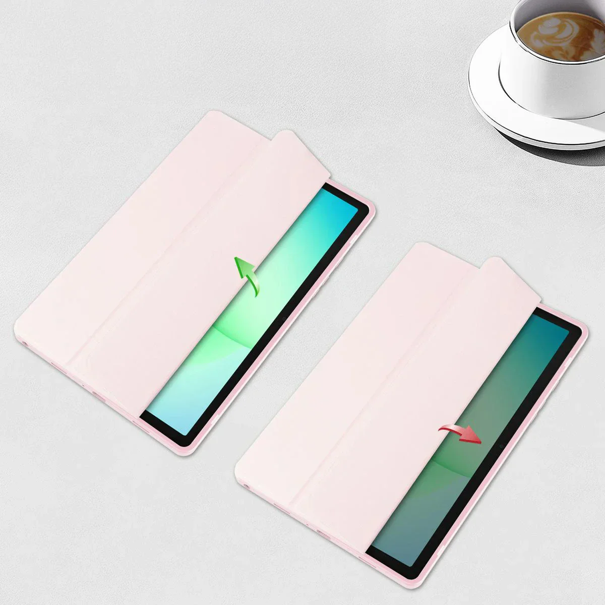 Schutzhülle mit Klappe für Galaxy Tab A11 Plus / A9 Plus, Bizon Case Tab Clear Matt, Rosa - Image 5