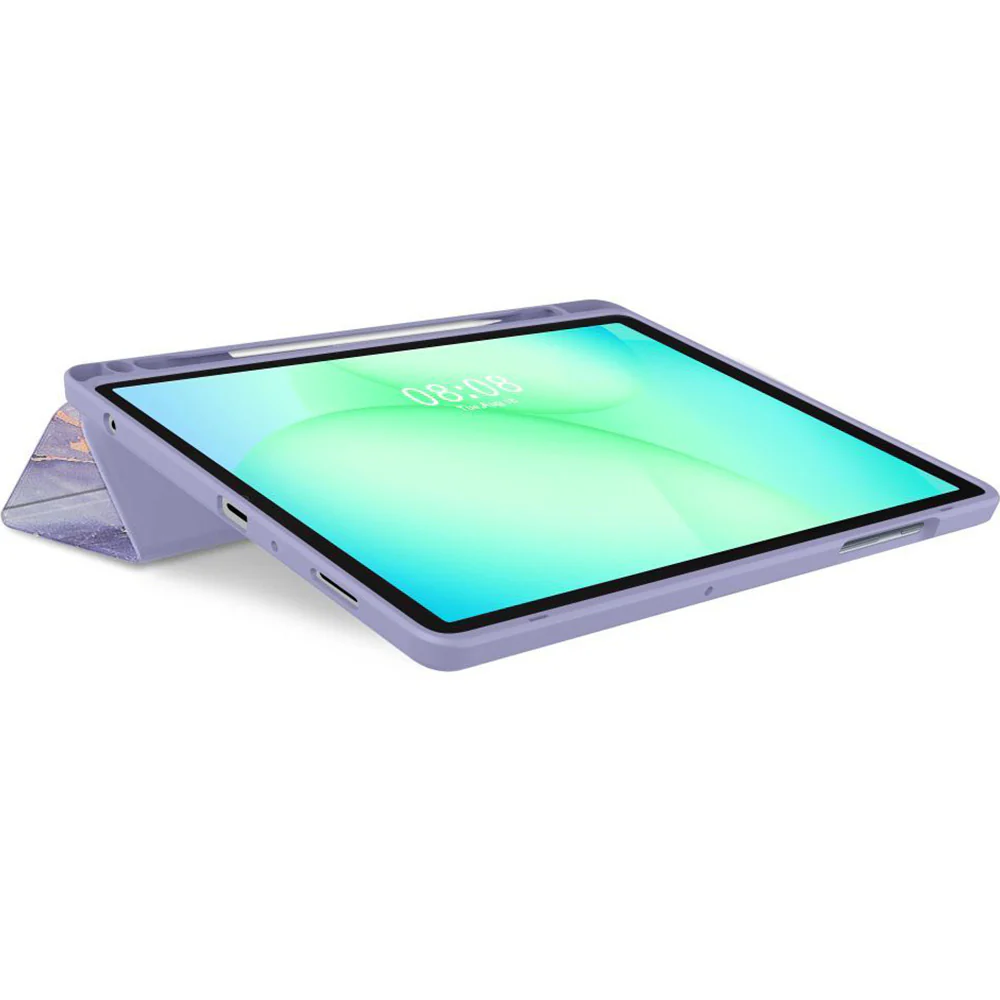 Schutzhülle mit Klappe für Galaxy Tab A11 / Tab A9, Tech-Protect SC Pen Hybrid, Violett mit Marmormuster - Image 4