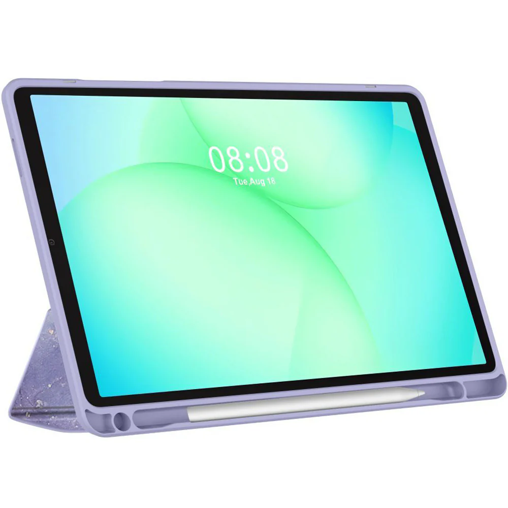 Schutzhülle mit Klappe für Galaxy Tab A11 / Tab A9, Tech-Protect SC Pen Hybrid, Violett mit Marmormuster - Image 5