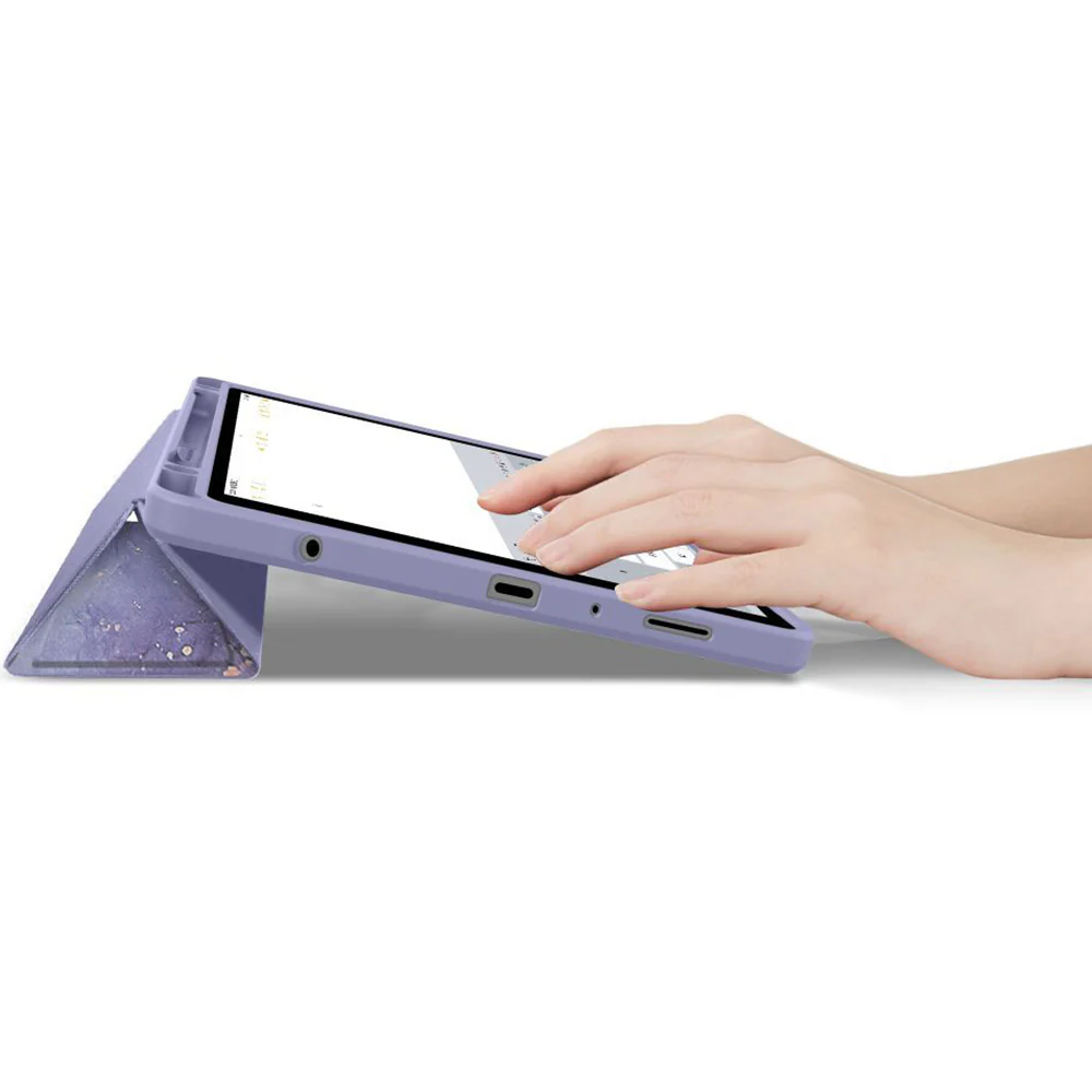 Schutzhülle mit Klappe für Galaxy Tab A11 / Tab A9, Tech-Protect SC Pen Hybrid, Violett mit Marmormuster - Image 7