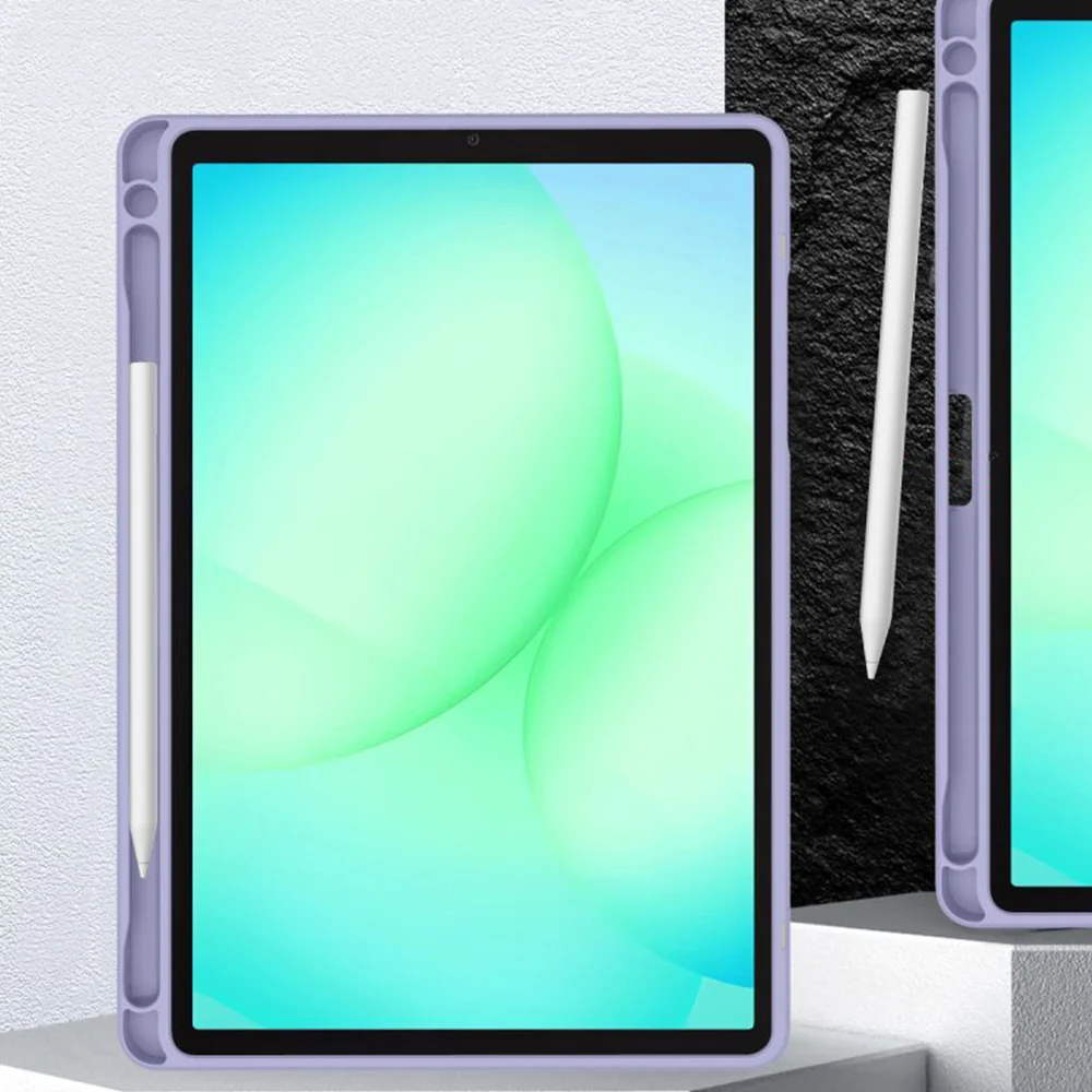 Schutzhülle mit Klappe für Galaxy Tab A11 / Tab A9, Tech-Protect SC Pen Hybrid, Violett mit Marmormuster - Image 9