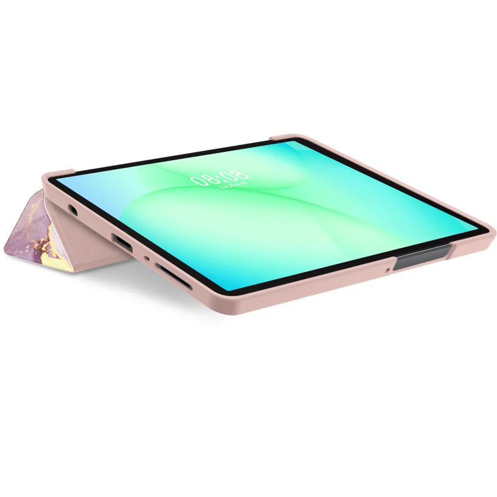 Schutzhülle mit Klappe für Galaxy Tab A11 / Tab A9, Tech-Protect SmartCase, Rosa mit Marmormuster - Image 5