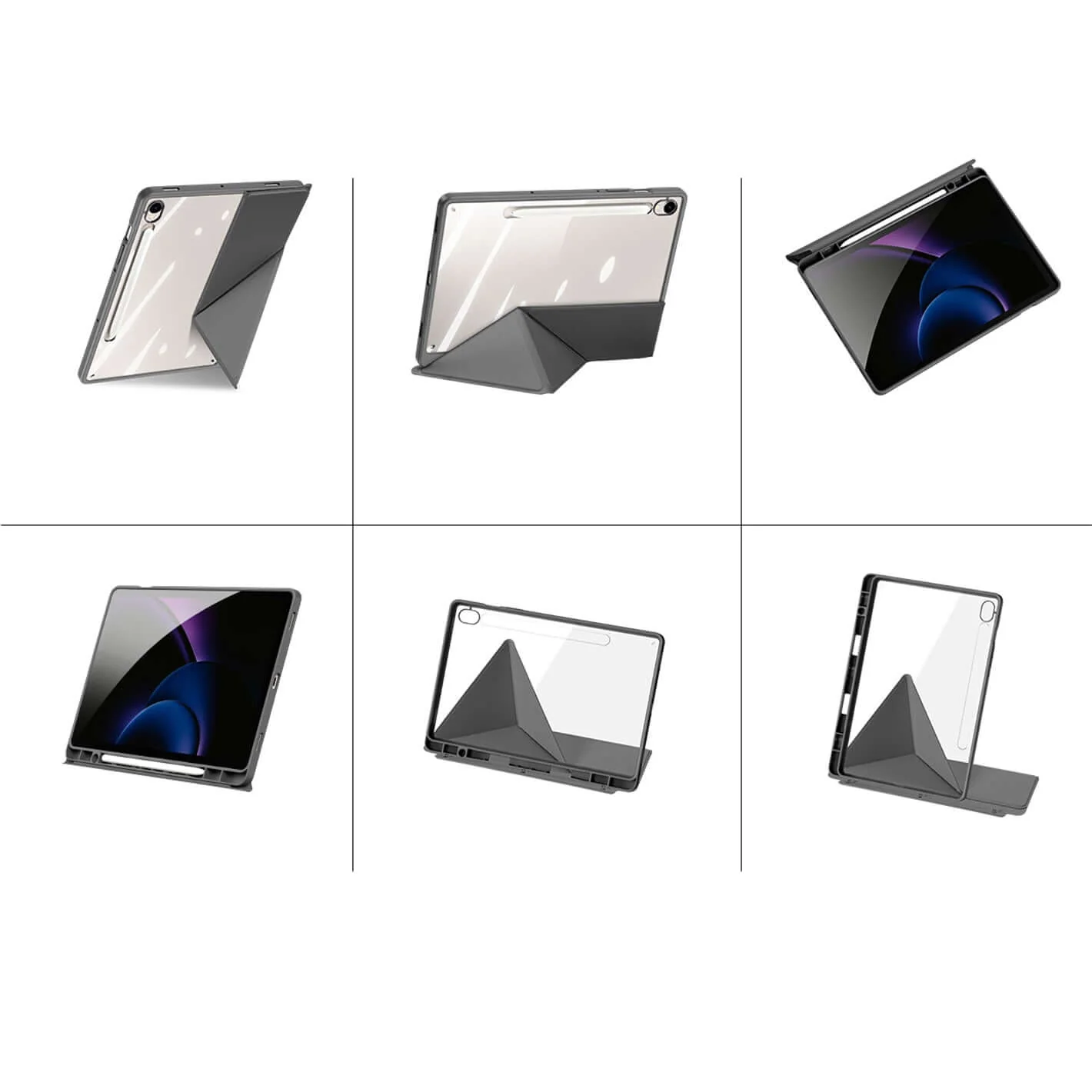 Schutzhülle mit Klappe für Galaxy Tab S10 FE / S9 FE / S9, Dux Ducis Magi, Transparent und Grau - Image 4