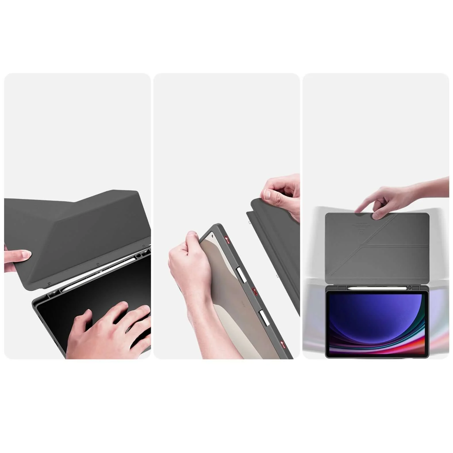 Schutzhülle mit Klappe für Galaxy Tab S10 FE / S9 FE / S9, Dux Ducis Magi, Transparent und Grau - Image 5