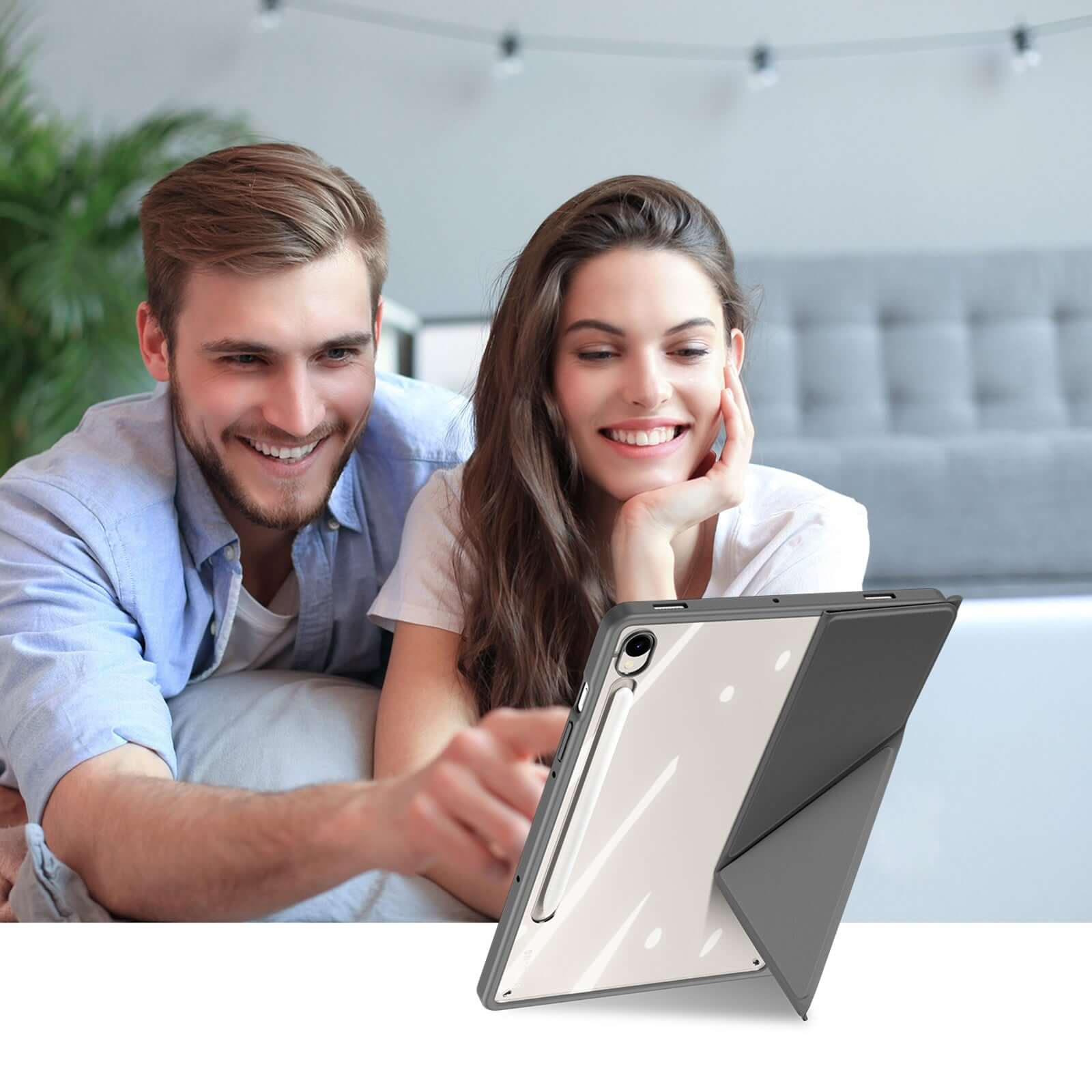 Schutzhülle mit Klappe für Galaxy Tab S10 FE / S9 FE / S9, Dux Ducis Magi, Transparent und Grau - Image 6