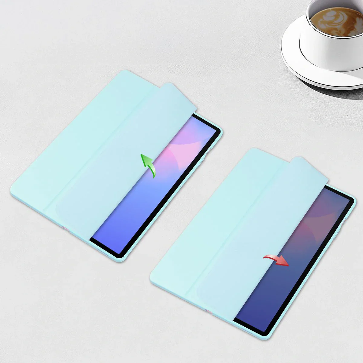 Schutzhülle mit Klappe für Galaxy Tab S10 FE Plus, Bizon Case Tab Clear Matt, Hellblau - Image 5