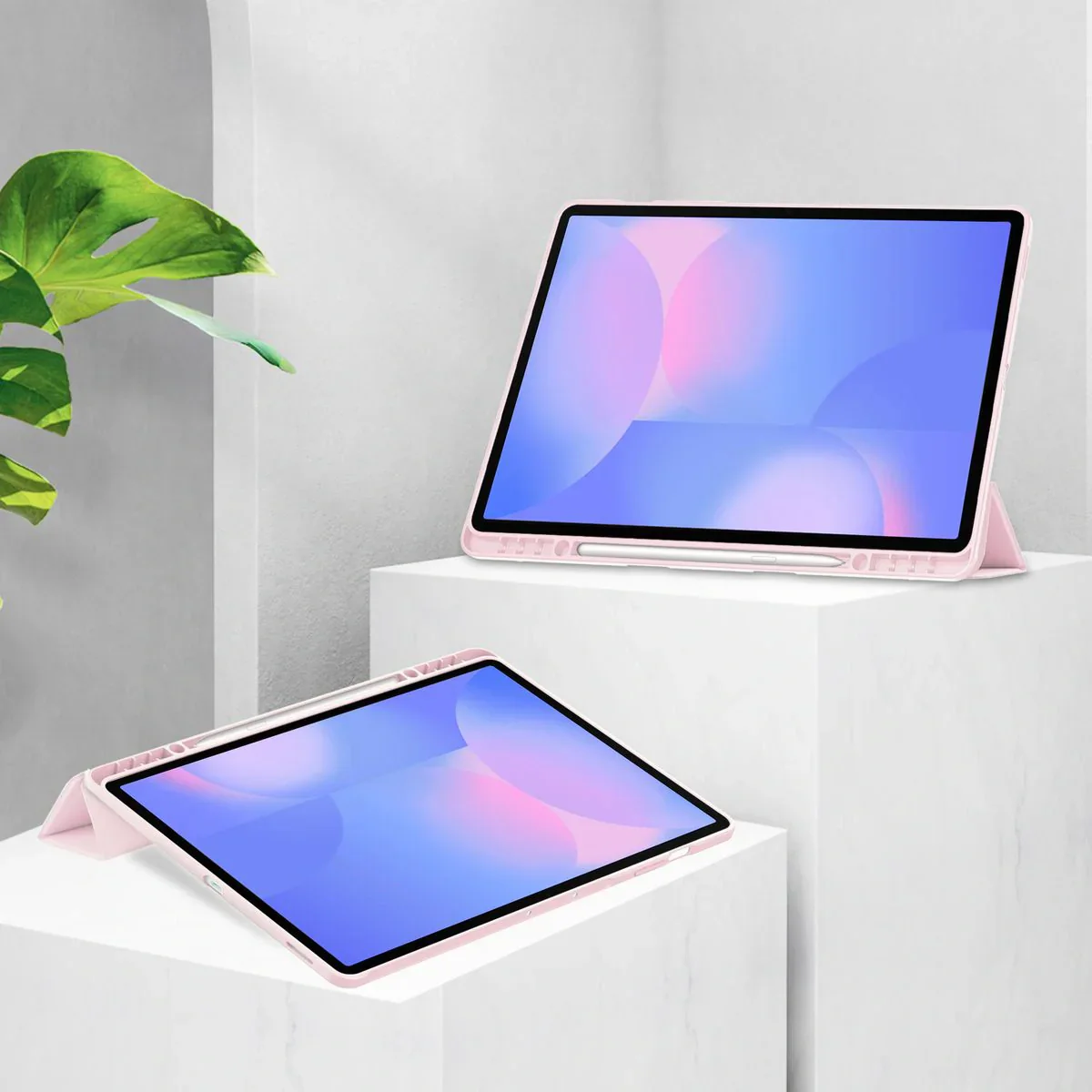 Schutzhülle mit Klappe für Galaxy Tab S10 FE Plus, Bizon Case Tab Clear Matt, Rosa - Image 2