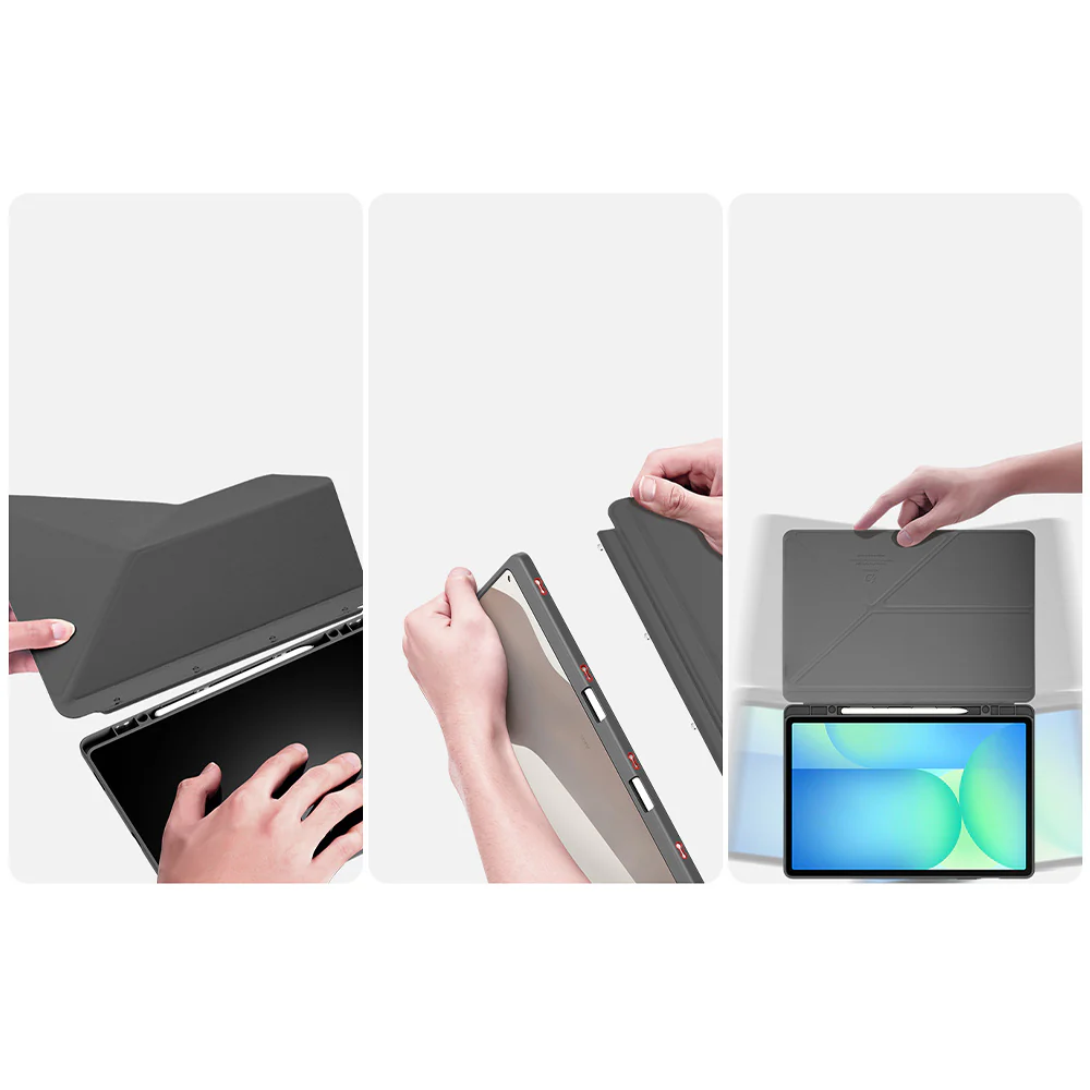 Schutzhülle mit Klappe für Galaxy Tab S10 FE Plus, Dux Ducis Magi, Transparent und Grau - Image 7