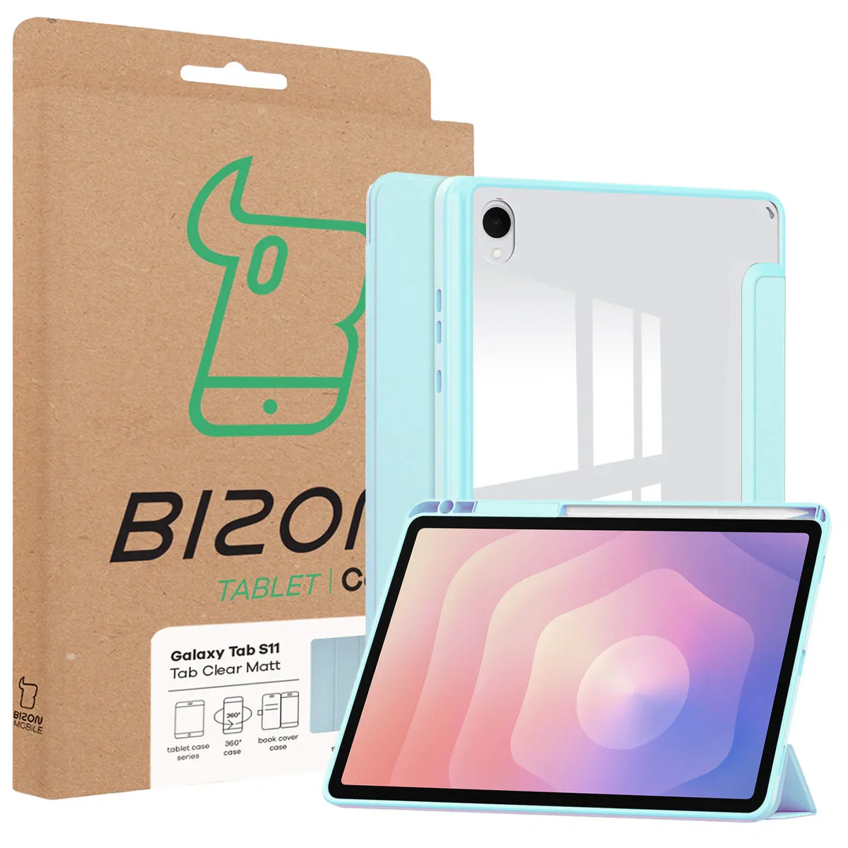 Schutzhülle mit Klappe für Galaxy Tab S11, Bizon Case Tab Clear Matt, Hellblau - Image 8