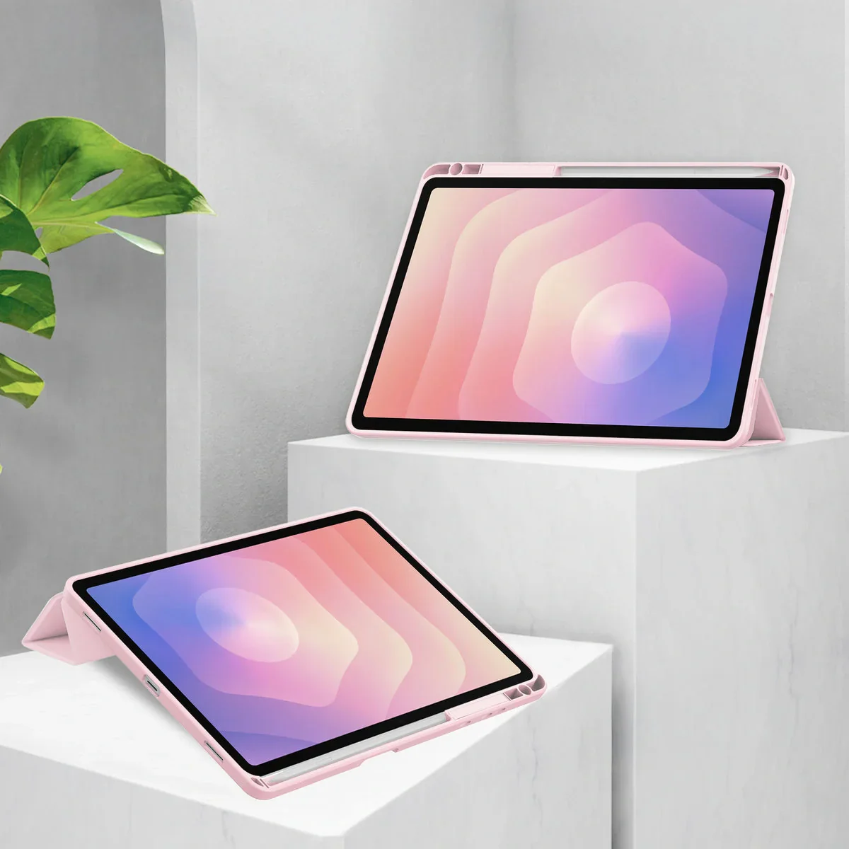 Schutzhülle mit Klappe für Galaxy Tab S11, Bizon Case Tab Clear Matt, Rosa - Image 2