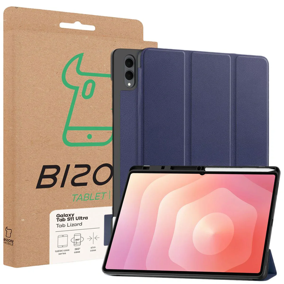 Schutzhülle mit Klappe für Galaxy Tab S11 Ultra, Bizon Case Tab Lizard, Dunkelblau - Image 9