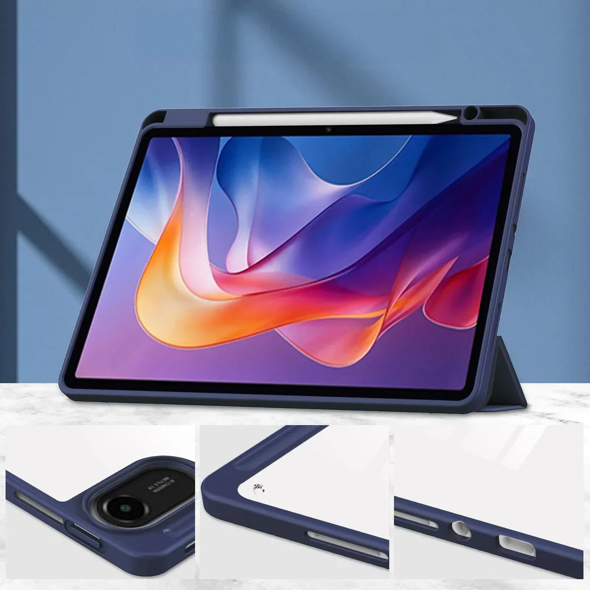Schutzhülle mit Klappe für Xiaomi Redmi Pad 2, Bizon Case Tab Clear Matt, Dunkelblau - Image 3