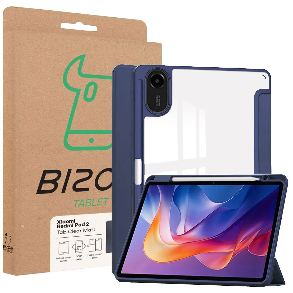 Schutzhülle mit Klappe für Xiaomi Redmi Pad 2, Bizon Case Tab Clear Matt, Dunkelblau - Image 8