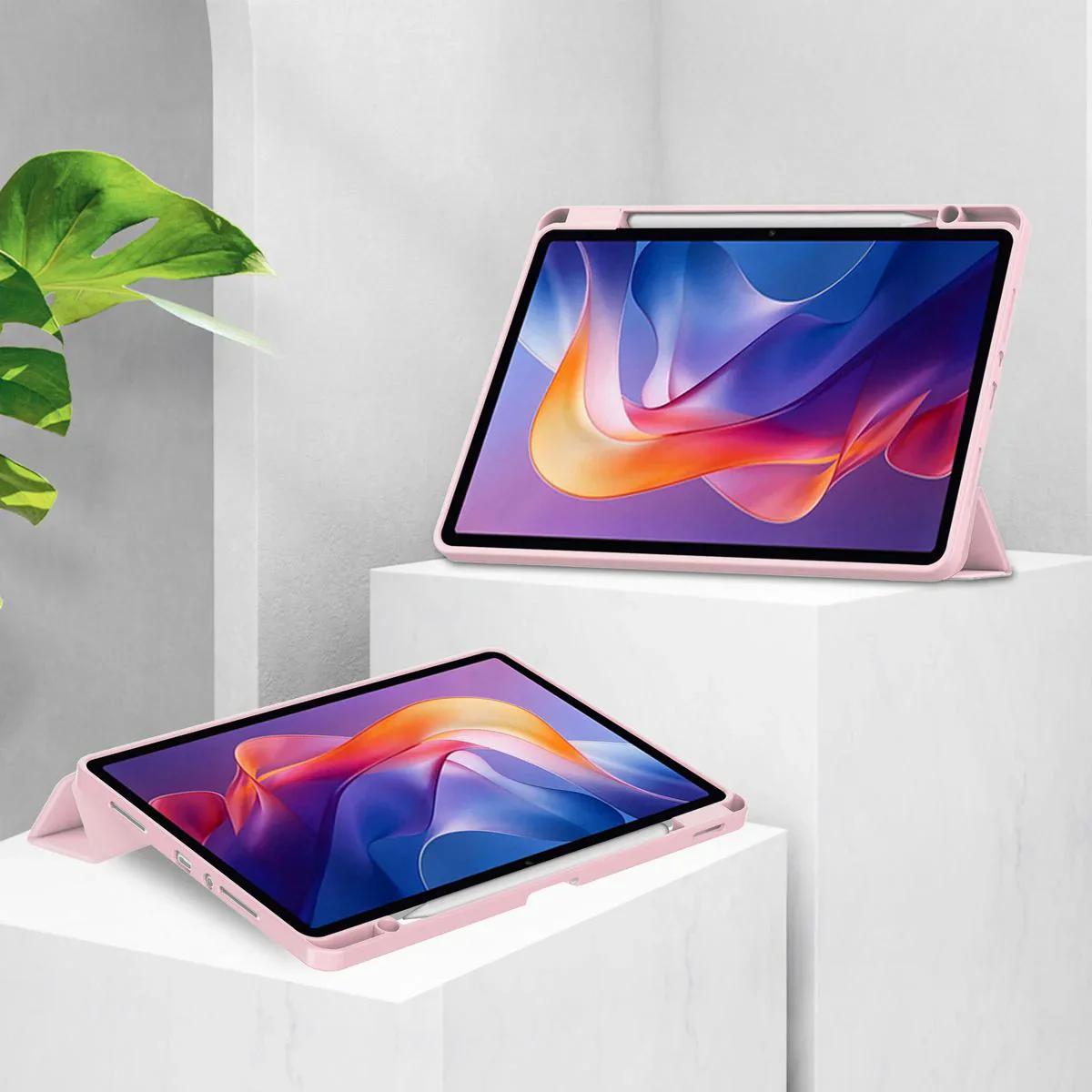 Schutzhülle mit Klappe für Xiaomi Redmi Pad 2, Bizon Case Tab Clear Matt, Rosa - Image 2