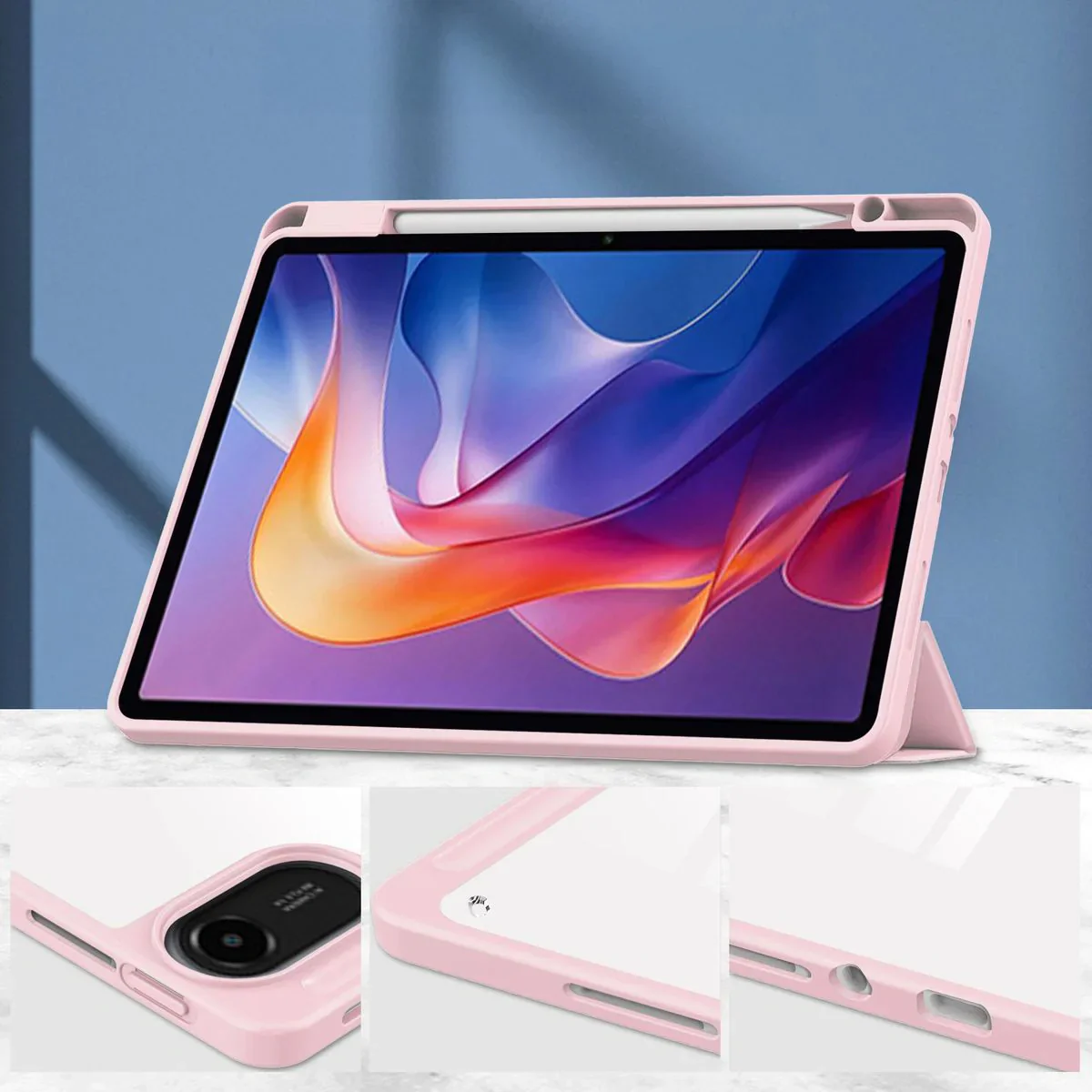 Schutzhülle mit Klappe für Xiaomi Redmi Pad 2, Bizon Case Tab Clear Matt, Rosa - Image 3