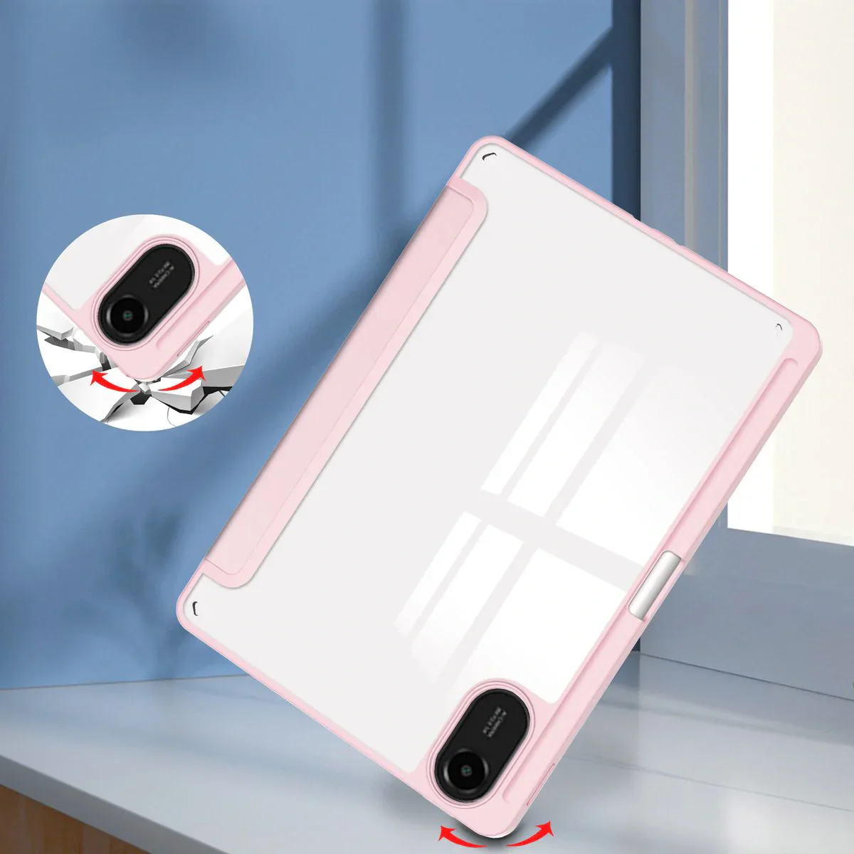 Schutzhülle mit Klappe für Xiaomi Redmi Pad 2, Bizon Case Tab Clear Matt, Rosa - Image 6