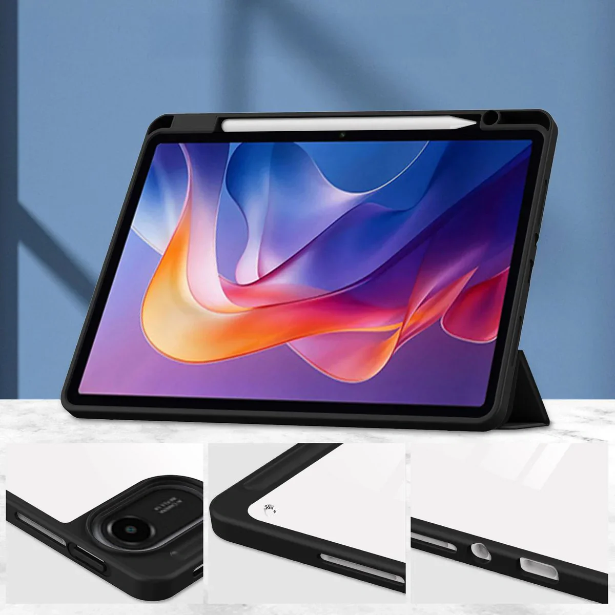 Schutzhülle mit Klappe für Xiaomi Redmi Pad 2, Bizon Case Tab Clear Matt, Schwarz - Image 3