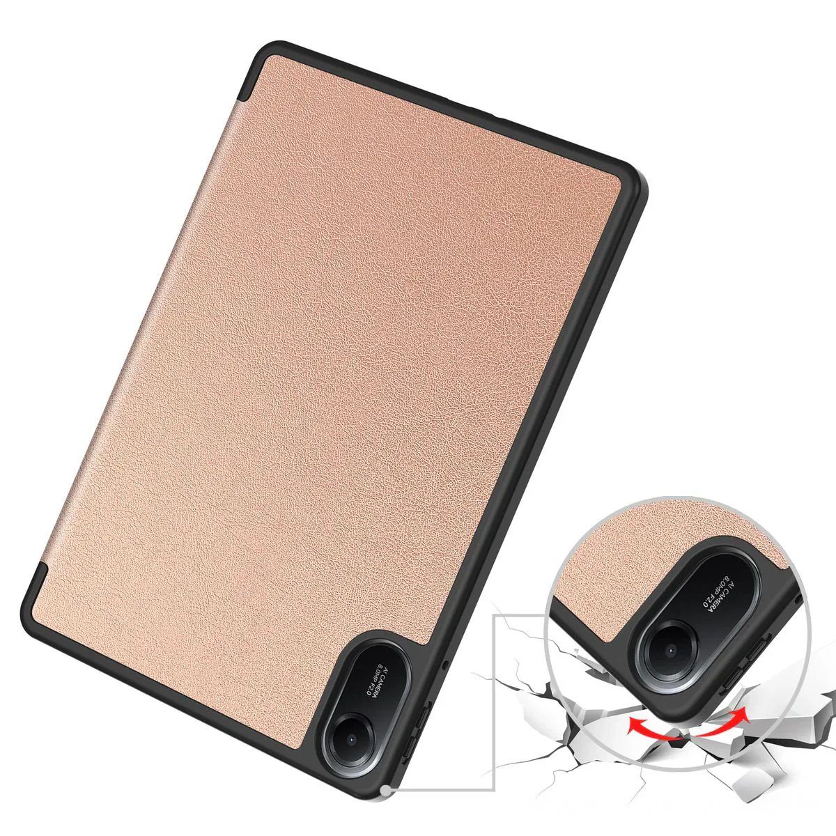 Schutzhülle mit Klappe für Xiaomi Redmi Pad 2, Bizon Case Tab Lizard, Rosegold - Image 3