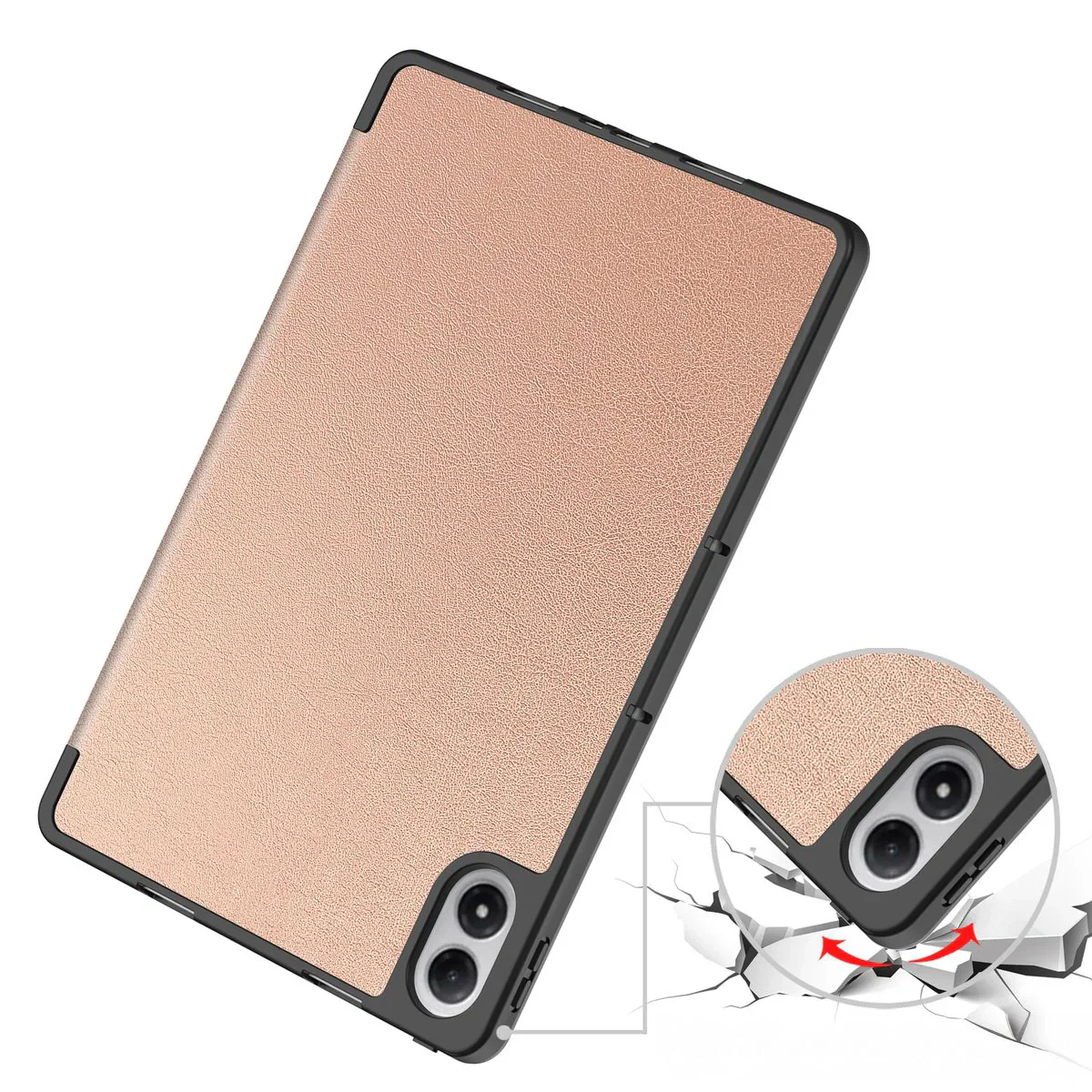Schutzhülle mit Klappe für Xiaomi POCO Pad M1 / Redmi Pad 2 Pro, Bizon Case Tab Lizard, Rosegold - Image 3