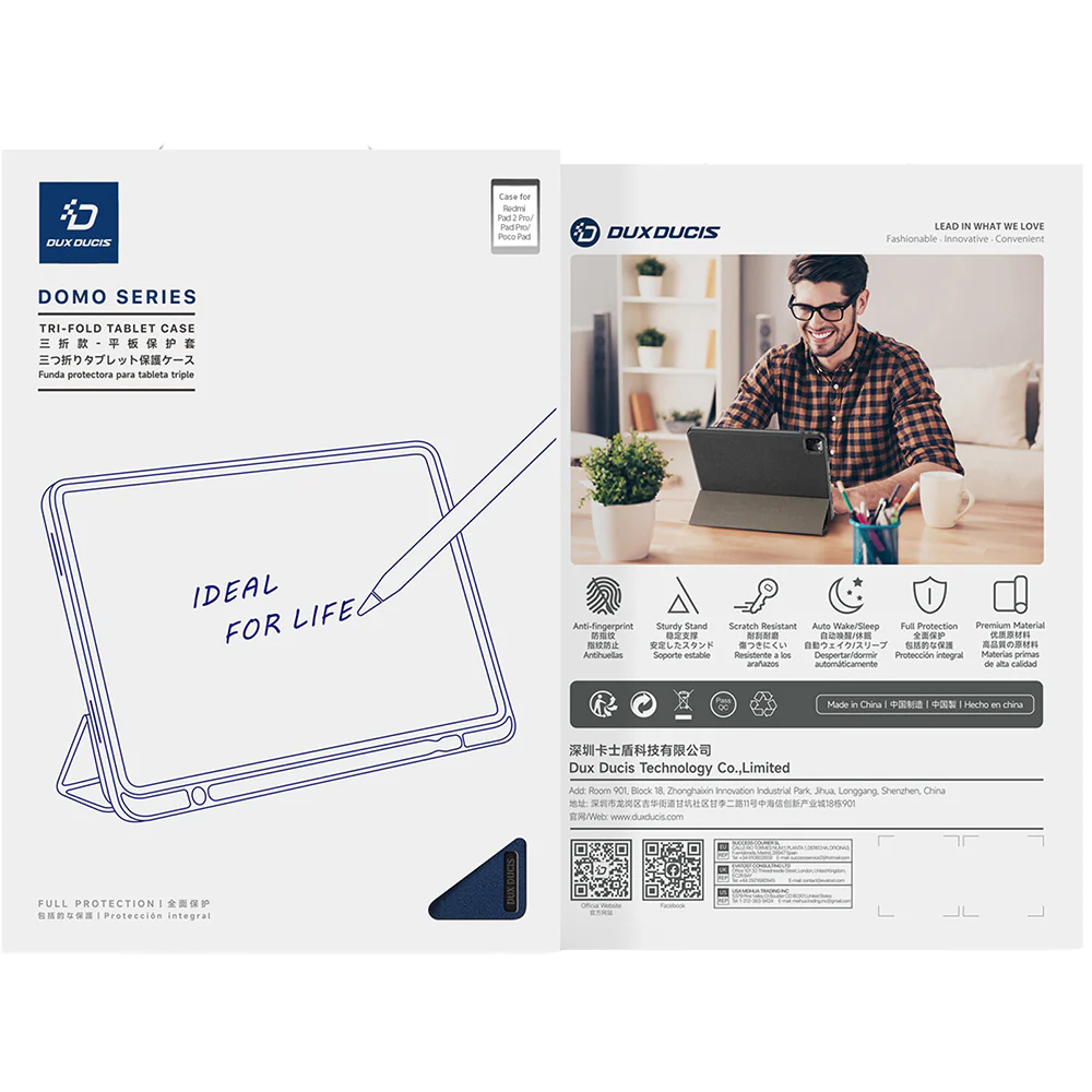 Schutzhülle mit Klappe für Xiaomi Redmi Pad 2 Pro / Pro, POCO Pad, Dux Ducis Domo, Blau - Image 10