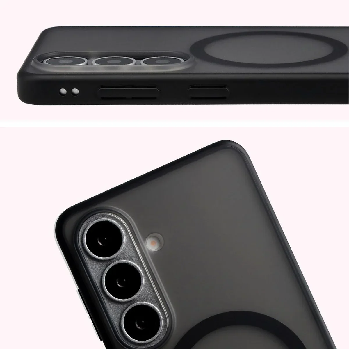 Schutzhülle mit Magnetring + gehärtetem Glas Bizon MatteO Pack für Galaxy S26, Getönt-Schwarz - Image 5