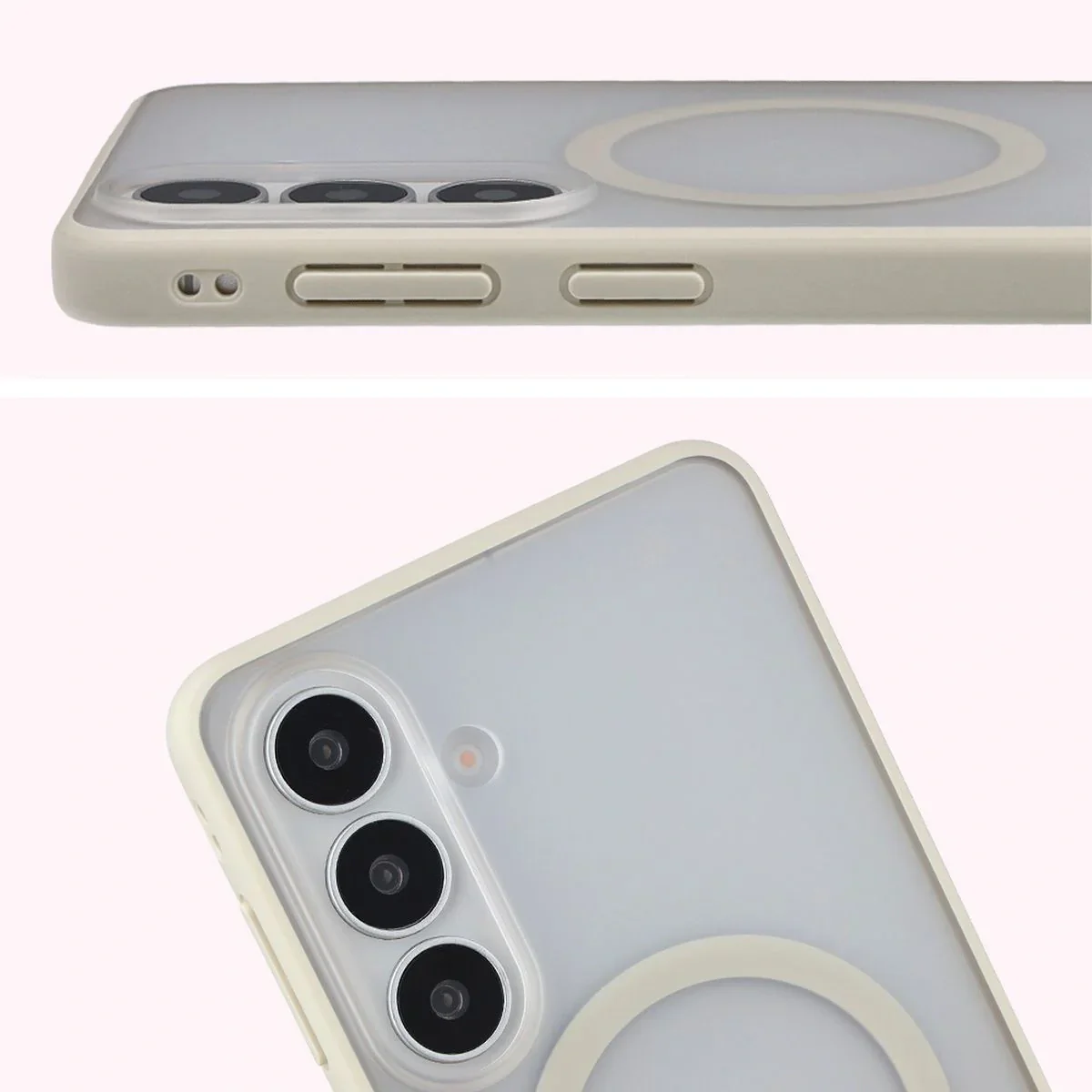 Schutzhülle mit Magnetring + gehärtetem Glas Bizon MatteO Pack für Galaxy S26 Plus, Getönt-Beige - Image 5
