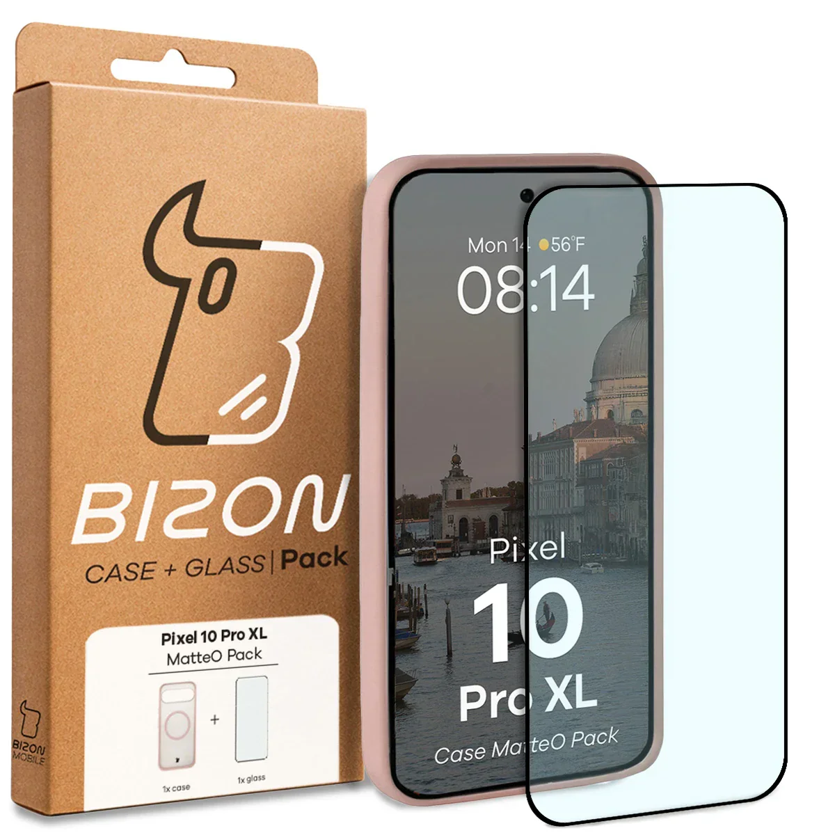 Schutzhülle mit Magnetring + gehärtetem Glas Bizon MatteO Pack für Google Pixel 10 Pro XL, Getönt-Rosa - Image 9